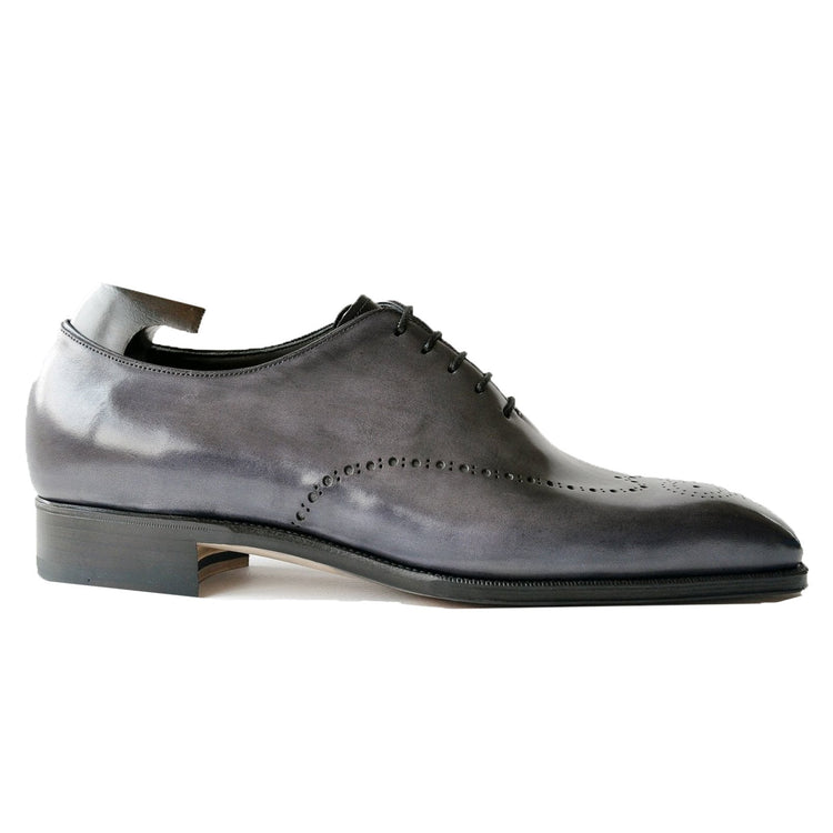 Flat Feet Shoes - Gray Black Leather Tycoon Oxford Shoes with Arch Support