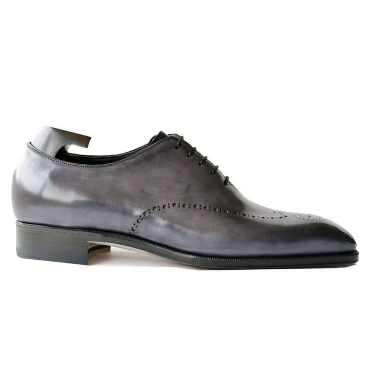 Gray Black Leather Tycoon Oxford Shoes