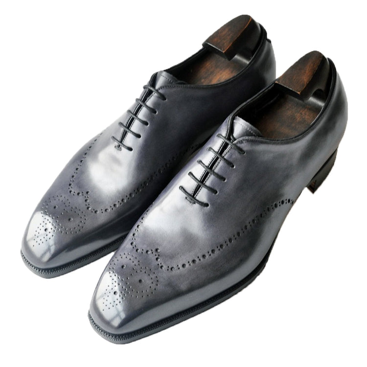 Flat Feet Shoes - Gray Black Leather Tycoon Oxford Shoes with Arch Support