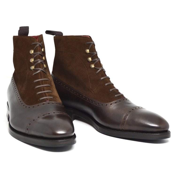 Flat Feet Shoes - Brown Leather & Suede Clifton Lace Up Boots with Arch Support