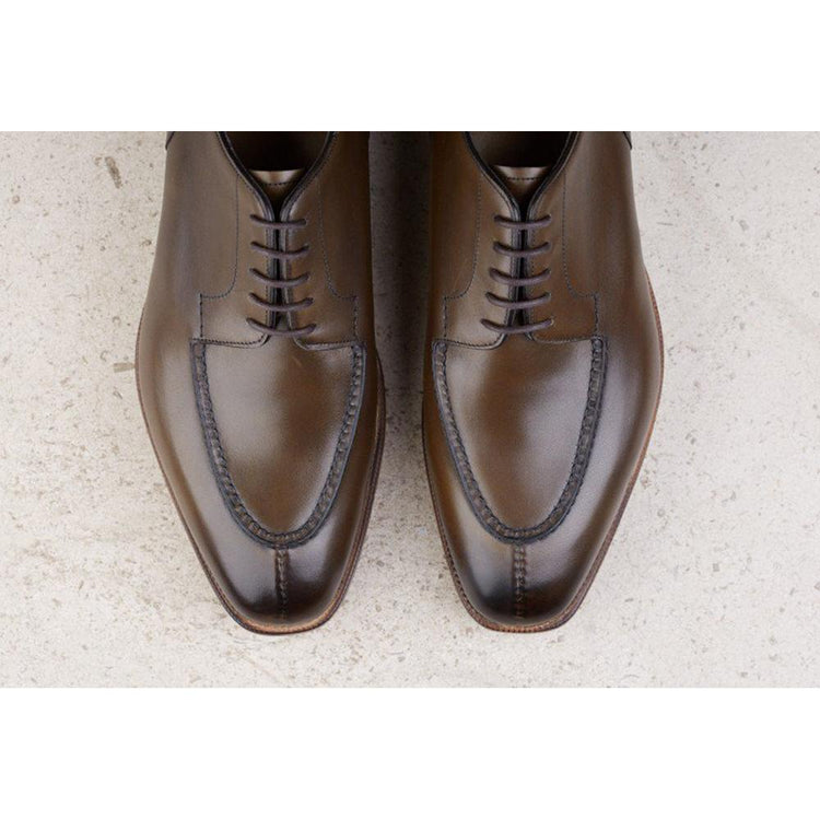 Flat Feet Shoes - Olive Green Leather Hamlet Derby Shoes with Arch Support