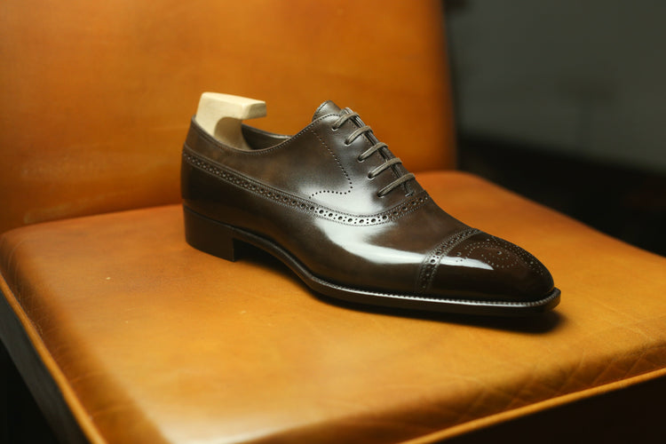 Brown Leather Cedara Brogue Toe Cap Oxfords - Formal Shoes