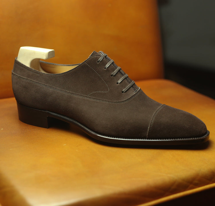 Brown Suede Cedara Brogue Toe Cap Oxfords - Formal Shoes