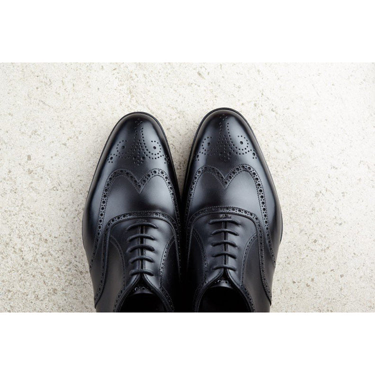 Height Increasing Black Leather Gedling Brogue Oxfords