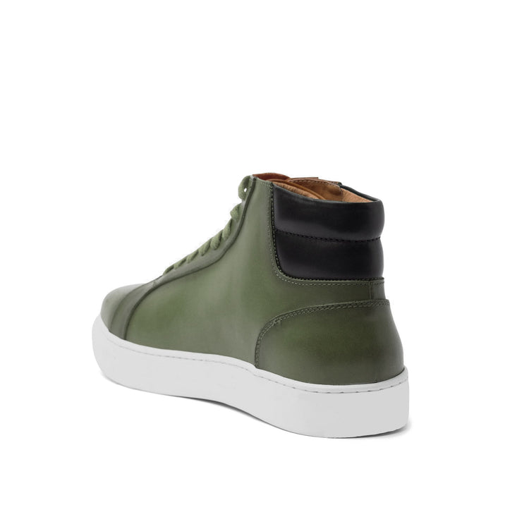 Olive Green Leather Angus Sneaker Boots