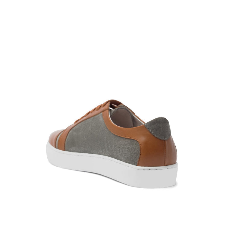 Tan Leather and Grey Suede Angus Lace Up Sneakers