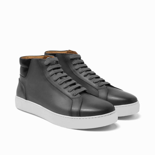 Black Dark Silver Leather Angus Sneaker Boots