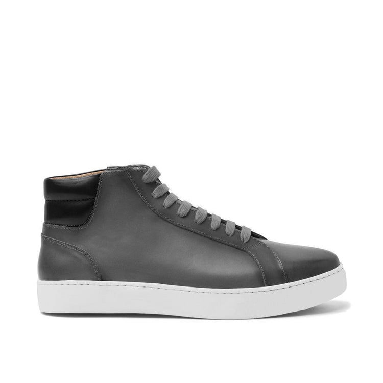 Flat Feet Shoes - Black Dark Silver Leather Angus Sneaker Boots with Arch Support