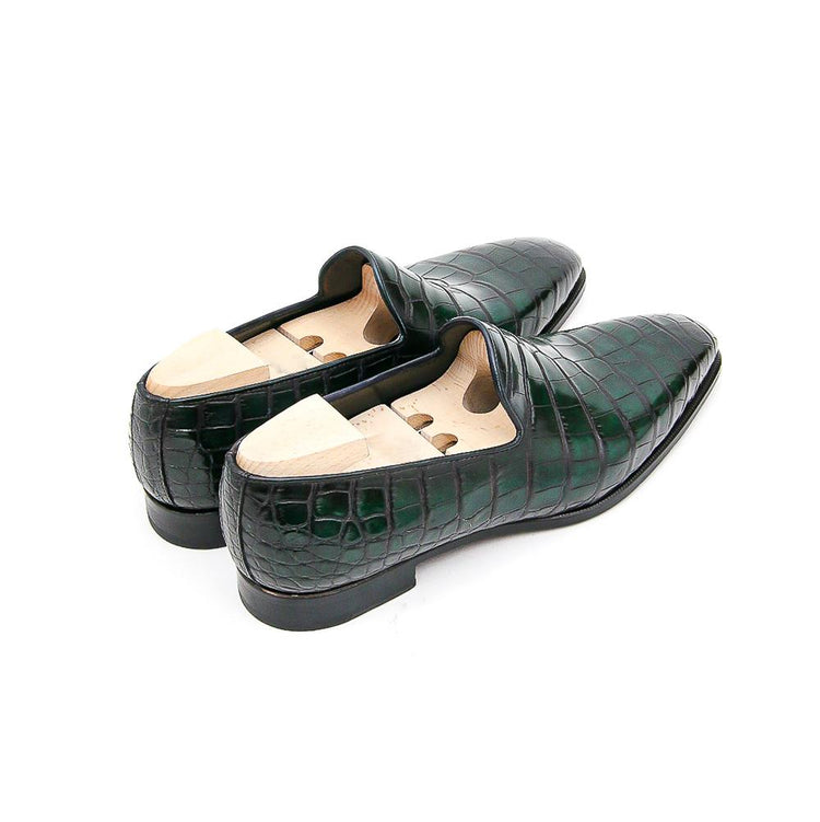 Flat Feet Shoes - Goodyear Welted Sardoal Emerald Green Leather Loafer With Violin Leather Sole with Arch Support