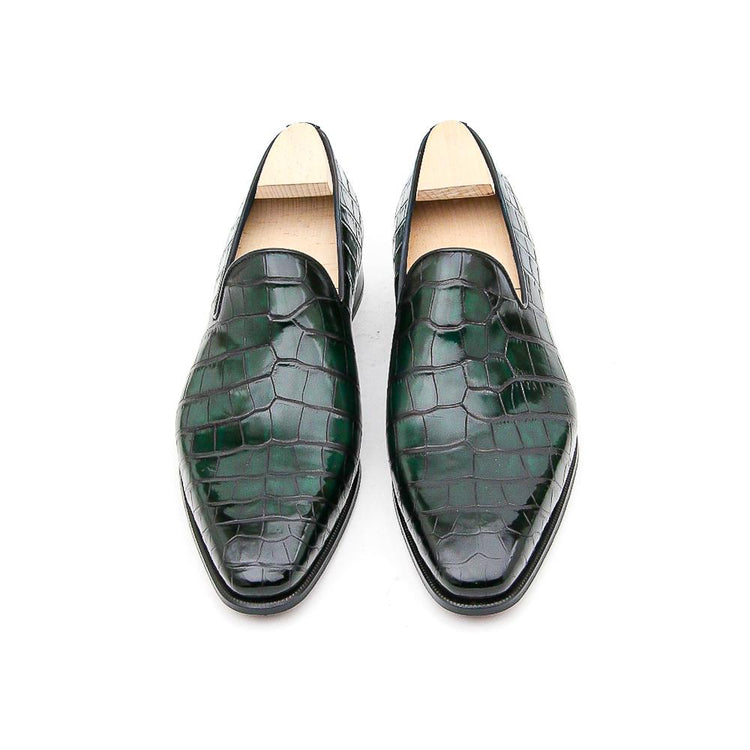 Flat Feet Shoes - Goodyear Welted Sardoal Emerald Green Leather Loafer With Violin Leather Sole with Arch Support