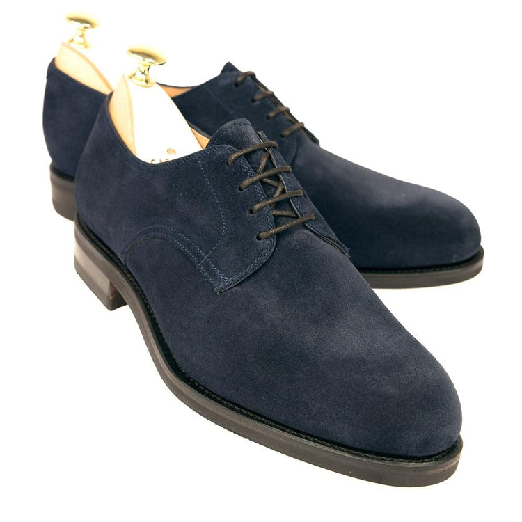 Flat Feet Shoes - Navy Blue Suede Holstein Derby Shoes with Arch Support