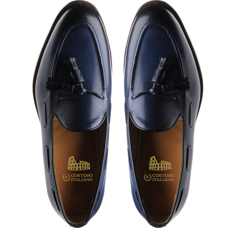 Navy Blue Leather Rainham Loafers