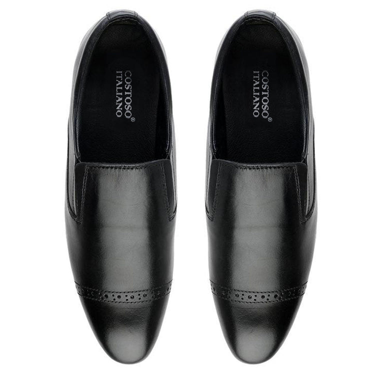 Formal Black Leather Slip on Shoes