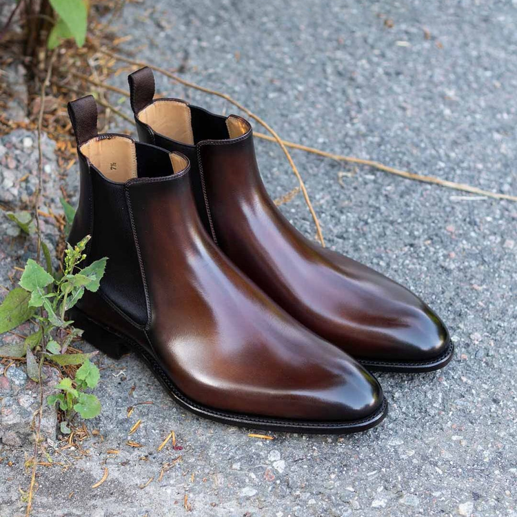 Brown Leather Valencia Slip On Chelsea Boots