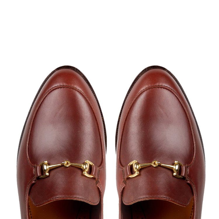 Flat Feet Shoes - Brown Leather Penela Horsebit Collapsible Loafer Slippers with Arch Support