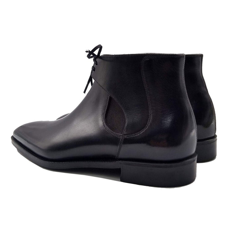 Flat Feet Shoes - Black Leather Cowra Chelsea Boots with Arch Support