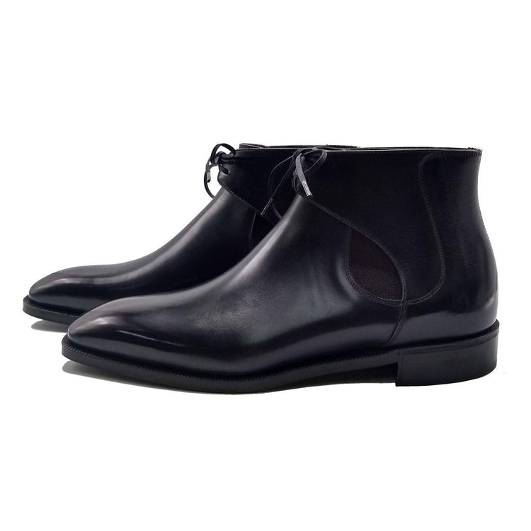 Flat Feet Shoes - Black Leather Cowra Chelsea Boots with Arch Support