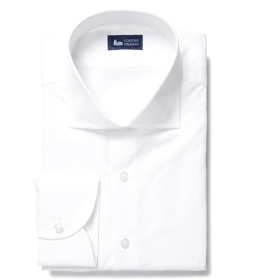 White Cotton Broadcloth Lambeth Business Shirt