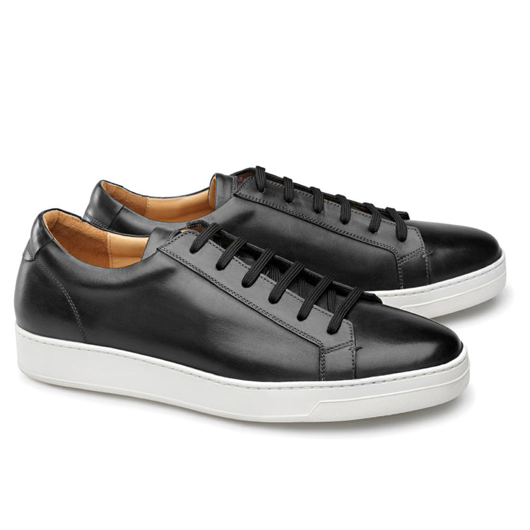 Black Leather Cornella Lace Up Sneakers