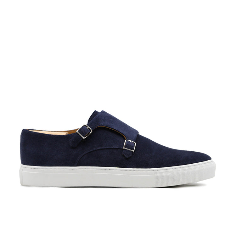 Navy Blue Suede Ferrol Monk Strap Sneakers