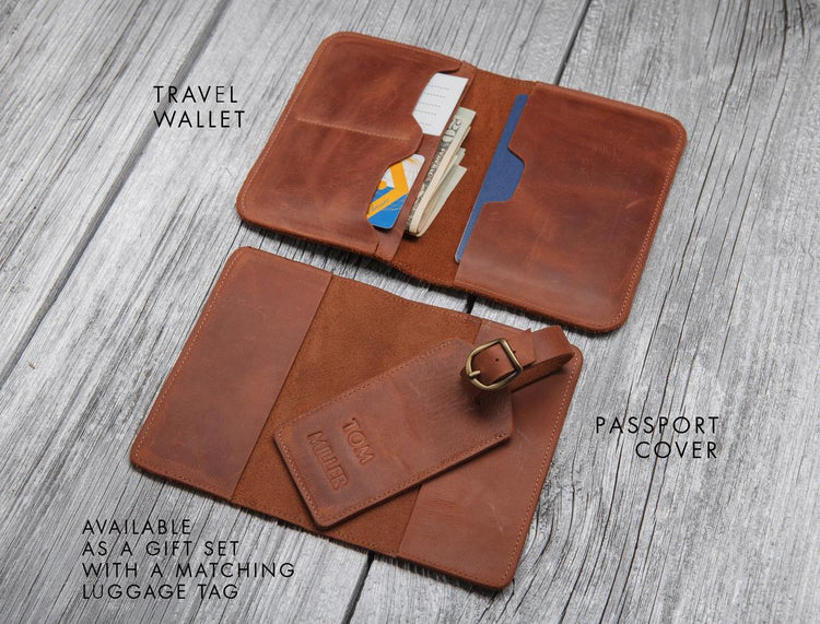 Leather Passport Cover with Luggage Tag