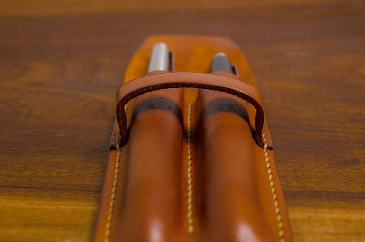 PERSONALIZABLE - Leather Pen Case for 2 Pens