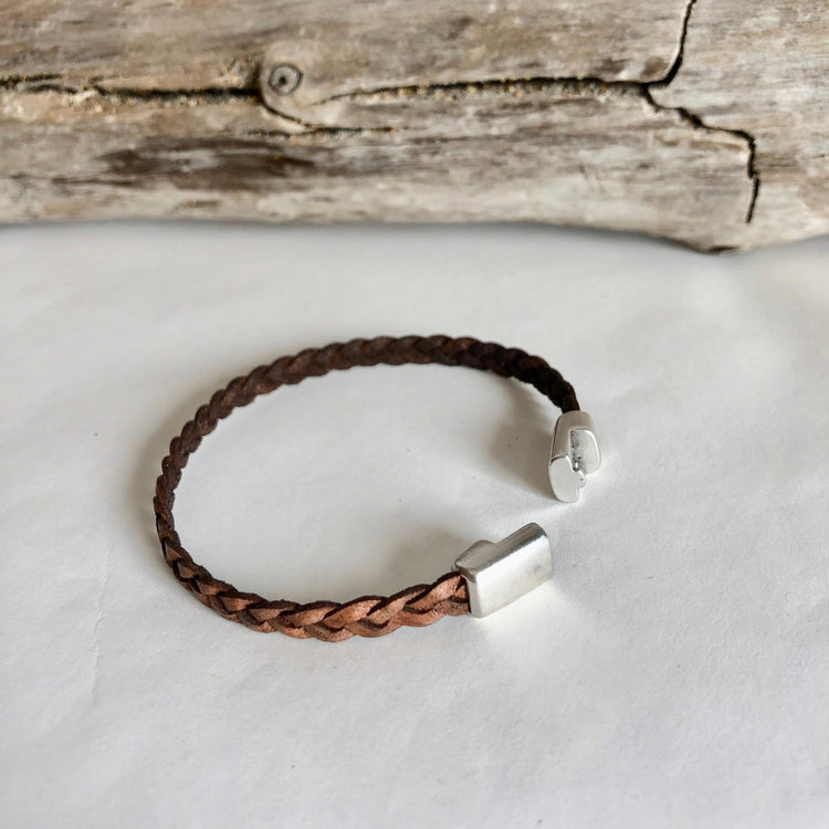 Braided Leather Bracelet with Magnet