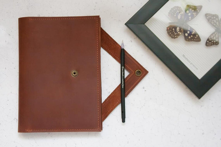 Leather Notebook Sleeve - Envelope Design