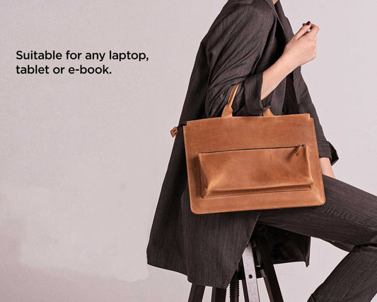 Leather Handle Briefcase for 13 Inch Laptops