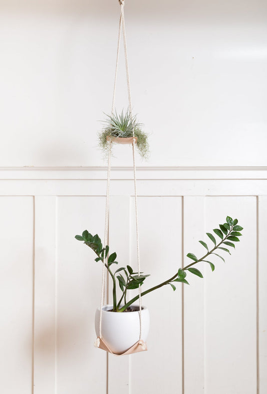 Leather Double Indoor Hanging Plant Hammock