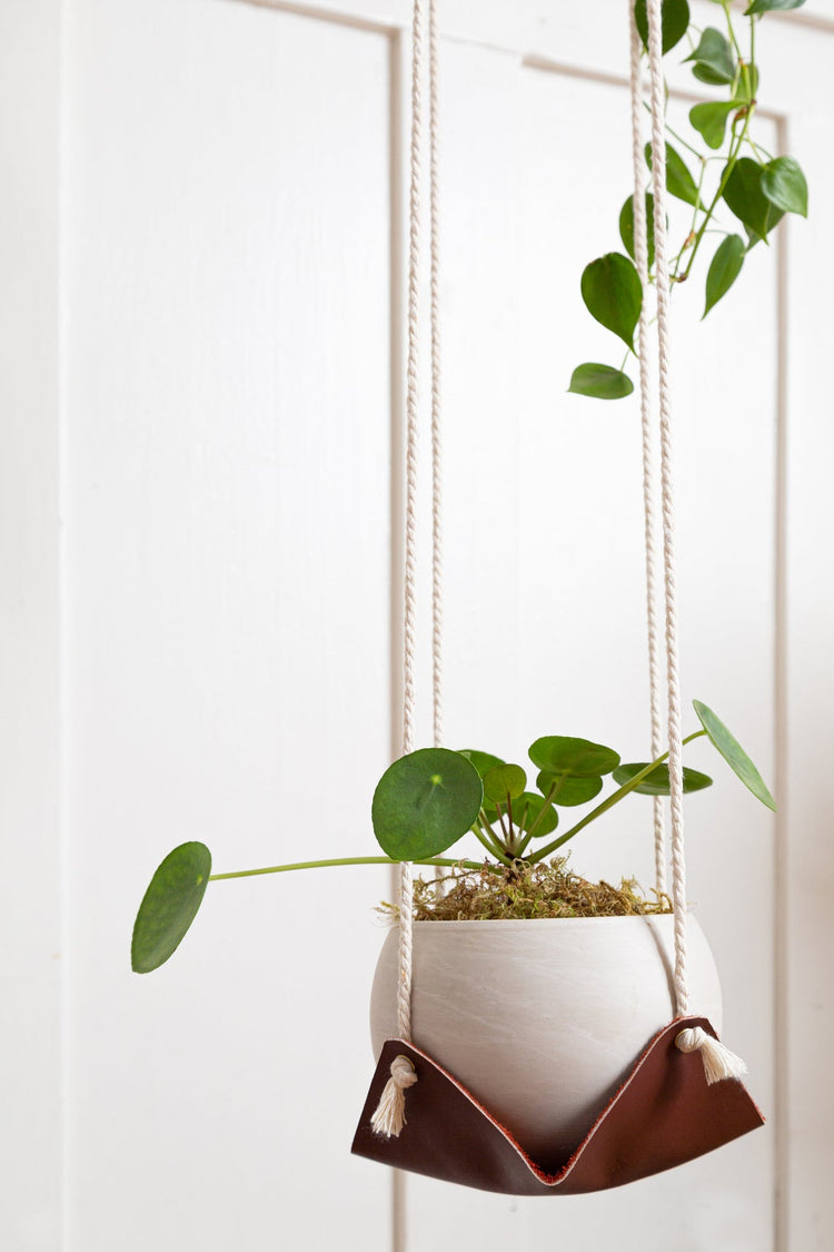 Leather Double Indoor Hanging Plant Hammock