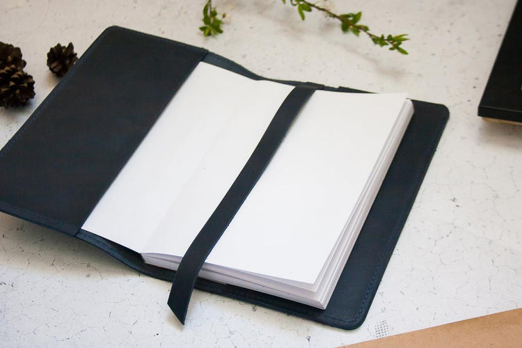 Leather Notebook Sleeve with Bookmark