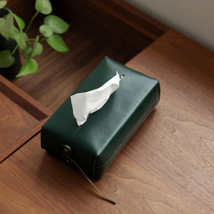 PERSONALIZABLE - Leather Tissue Paper Box - Modern