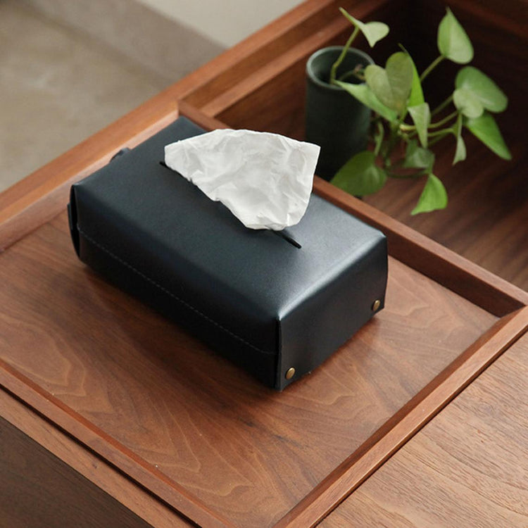 PERSONALIZABLE - Leather Tissue Paper Box - Modern