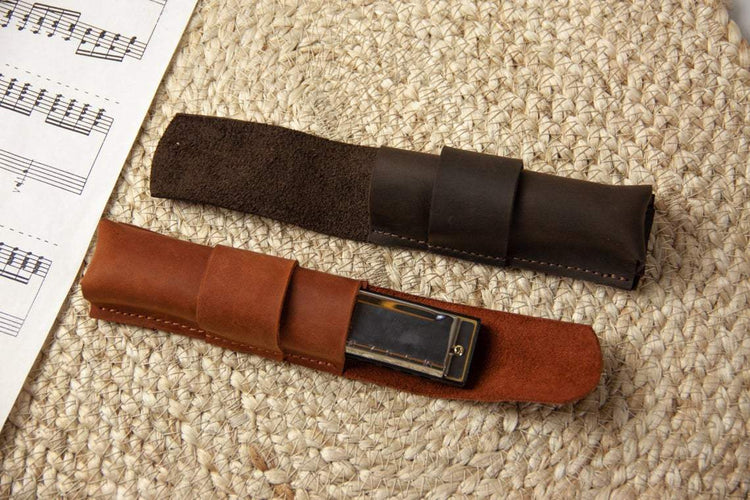 PERSONALIZABLE - Leather Harmonica Sleeve Holder