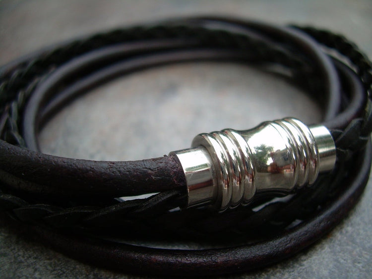 Braided Leather Bracelet with Magnet - Circular