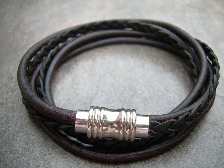 Braided Leather Bracelet with Magnet - Circular