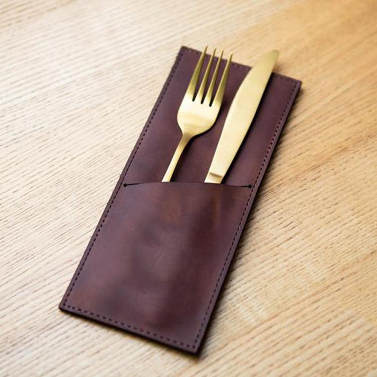 PERSONALIZABLE - Leather Cutlery Holder