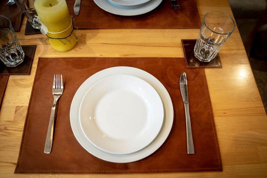 PERSONALIZABLE - Leather Rectangle Placemats - Tablemats