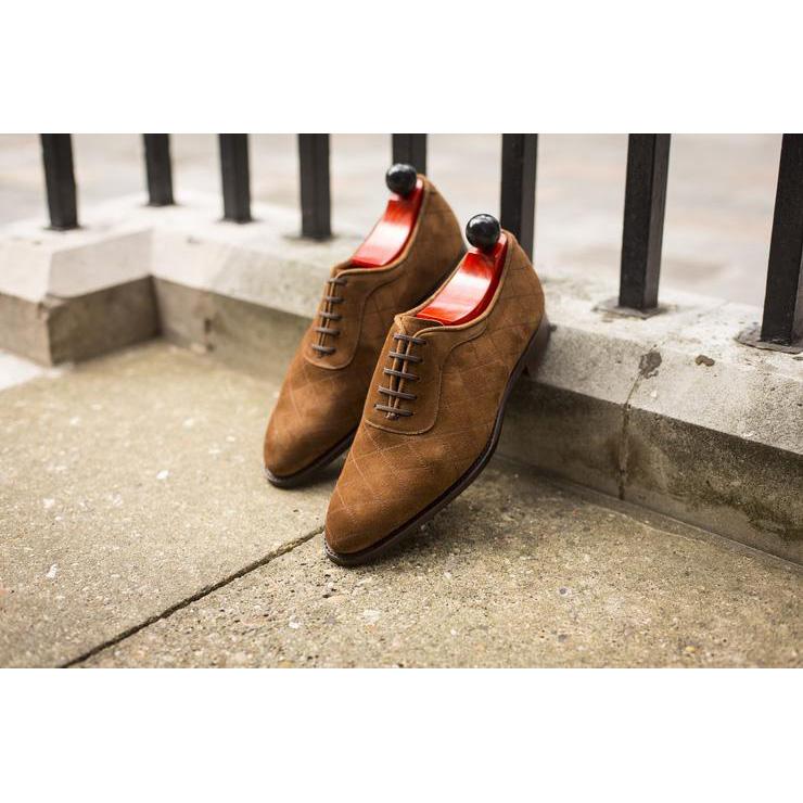 Flat Feet Shoes - Tan Suede Copnor Oxfords with Arch Support