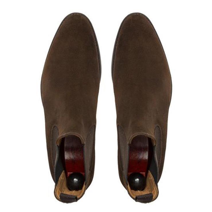 Flat Feet Shoes - Brown Suede Fenland Slip On Chelsea Boots with Arch Support