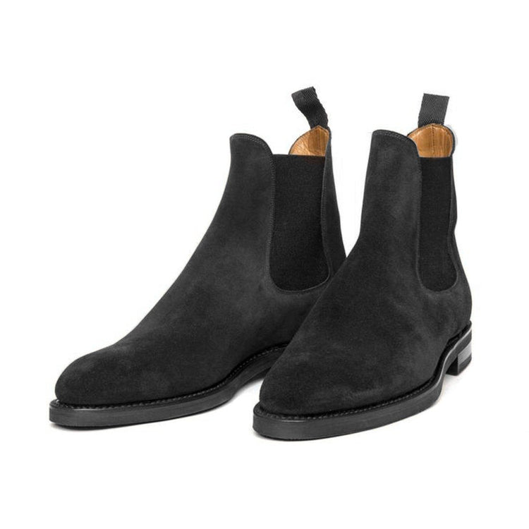 Flat Feet Shoes - Black Suede Fenland Slip On Chelsea Boots with Arch Support