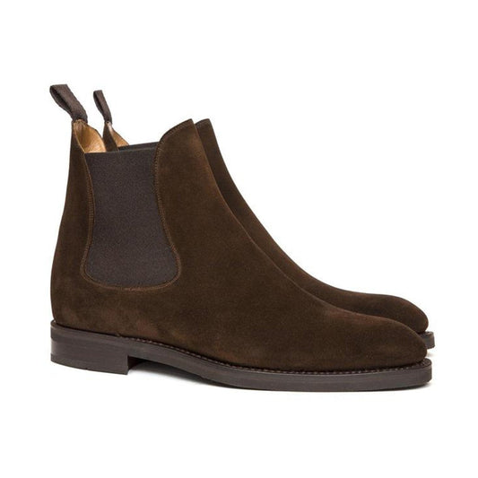 Flat Feet Shoes - Brown Suede Fenland Slip On Chelsea Boots with Arch Support