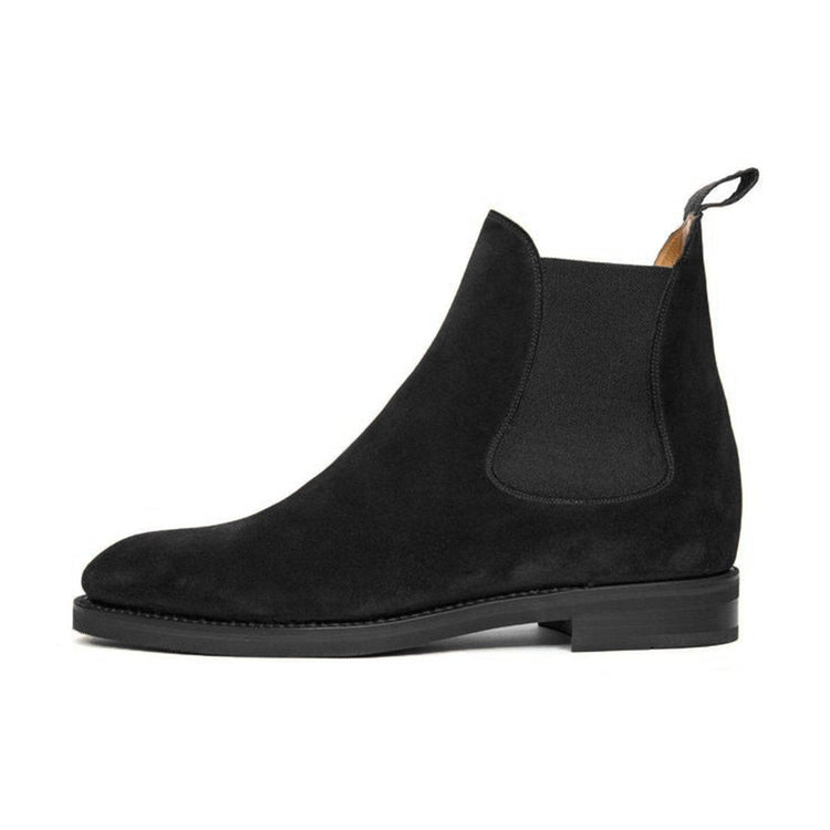 Flat Feet Shoes - Black Suede Fenland Slip On Chelsea Boots with Arch Support