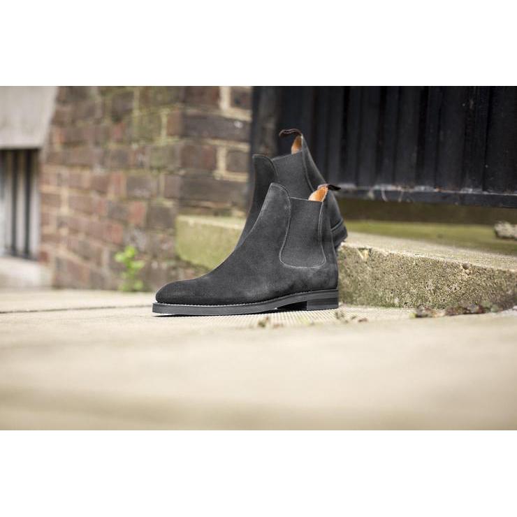 Flat Feet Shoes - Black Suede Fenland Slip On Chelsea Boots with Arch Support