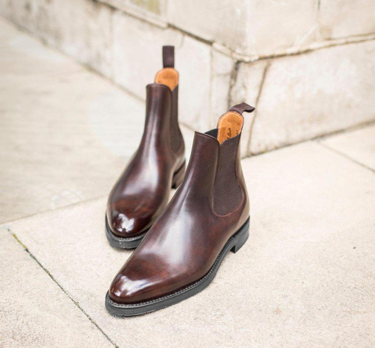 Flat Feet Shoes - Brown Leather Fenland Slip On Chelsea Boots with Arch Support
