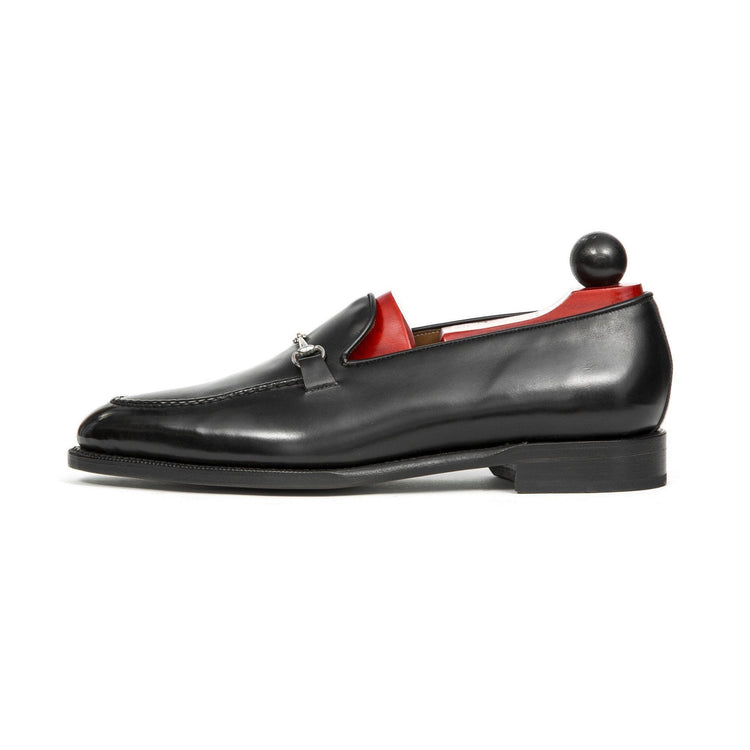 Flat Feet Shoes - Black Leather Palmela Horsebit Loafers with Arch Support