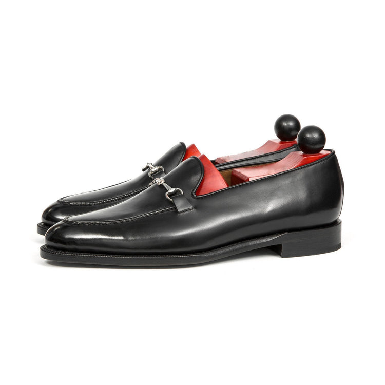 Flat Feet Shoes - Black Leather Palmela Horsebit Loafers with Arch Support