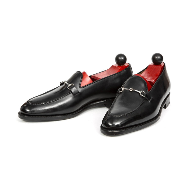 Flat Feet Shoes - Black Leather Palmela Horsebit Loafers with Arch Support