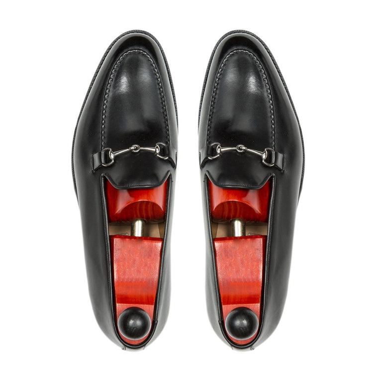 Flat Feet Shoes - Black Leather Palmela Horsebit Loafers with Arch Support